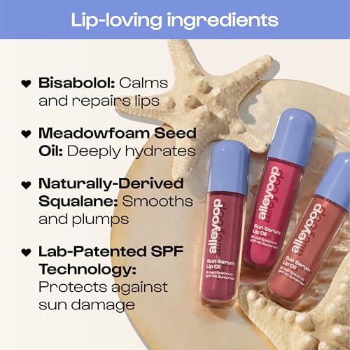 Alleyoop Sun Serum Lip Oil SPF 40 ? Tinted Lip Oil with SPF, Hydrating Tinted Lip-Moisturizer for Women, Lips Sunscreen for Cracked Lips, Smooths & Soothes, Vegan, Travel-Friendly, Daylight