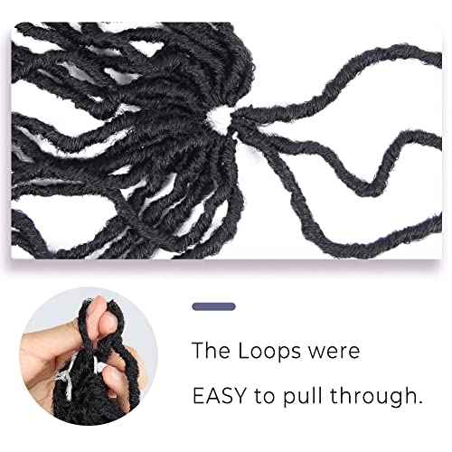 Niseyo Faux Locs Crochet Hair 14 Inch Soft locs, 6 Packs Short Crochet Locs Pre Looped Crotchet Straight Synthetic Hair Extensions (1B, Natural Black)