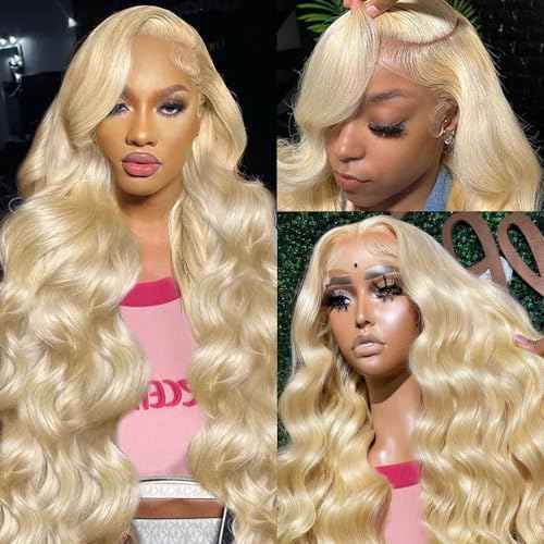 613 Lace Front Wig Human Hair 200 Density Blonde Wig Human Hair Body Wave 13x6 Lace Front Wigs Human Hair Pre Plucked Blonde HD Lace Frontal Wig 30 Inch