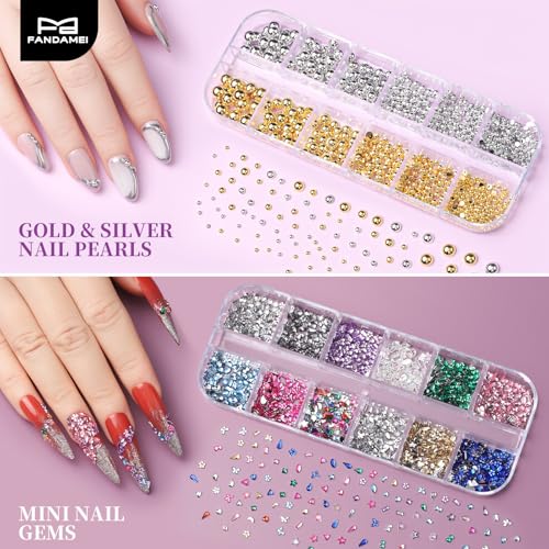FANDAMEI Nail Art Tools, Acrylic Nail Brush, Nail Stand, Nail Gems And Rhinestones, Nail Holder For Painting Nails, 15 PCS Nail Art Brushes, Nail Dotting Tool, Nail Tools, Nail Design Tools