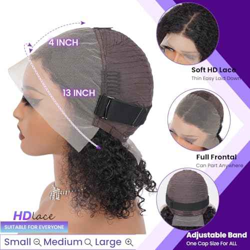 Short Curly Bob Wigs Human Hair 16 Inch 13x4 Hd Transparent Lace Front Wigs Curly Wigs For Black Women Lace Frontal Wigs Human Hair Pre Plucked With Baby Hair Short Deep Curly Wig 150 Density