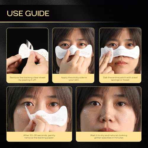 Glitter Freckles Face Tattoo - Sparkle Makeup Patches, Gold Face Glitter Speckles, 4pcs