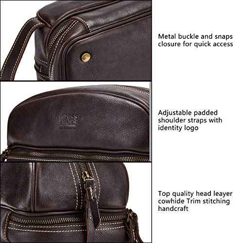 Travel Toiletry Organizer Dopp Kit Water-resistant Genuine Leather Shaving Bag for Toiletries Accessories For Men Women (Dark Brown)