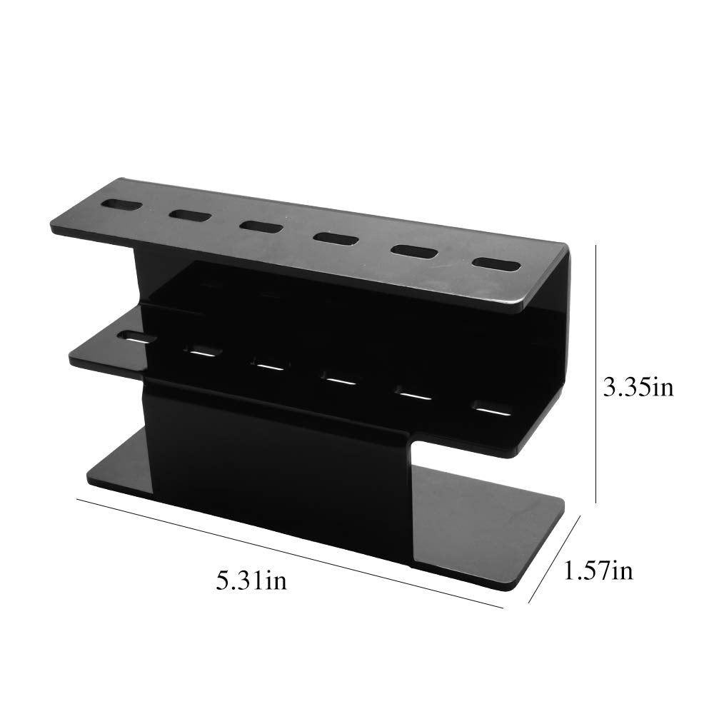 Mekupeu 6 Holes Tweezers Shelf Holder Eyelash Extension Supplies Display Stand Holer, Black, 1 Pc