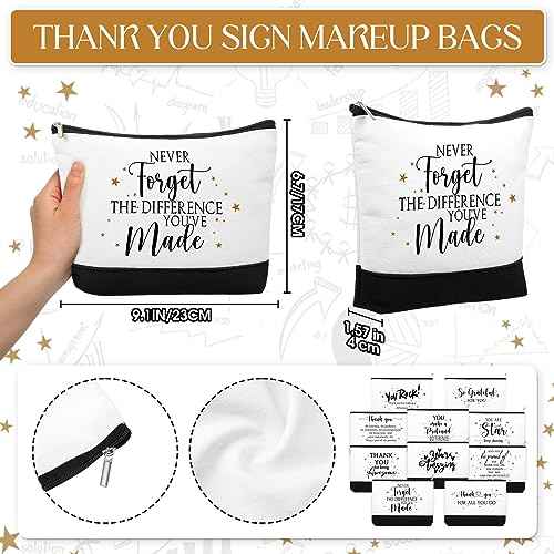 Cunno 30 Pcs Canvas Zipper Pouch Bulk Inspirational Quotes Makeup Bags 6 Style Women Employee Christmas Appreciation Gifts for Emergency Nurse Teacher Travel Toiletry Organized(Classic)