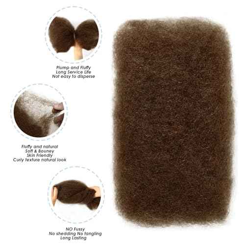 Afro Kinkys Bulk Human Hair,24 Inch 50g/Pack Afro Kinky-Curly Human Hair Bulk for Mini Twist,4C Chocolate Brown Bulk Human Braiding Hair For Micro,Crochet,Repair, Dreadlocks,Locs Extensions #4