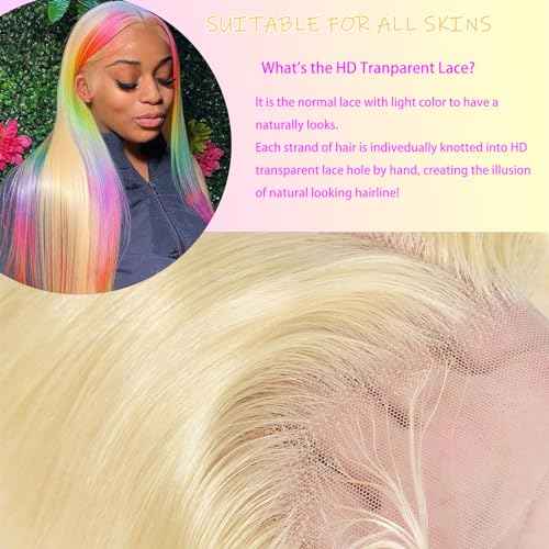 bunGiol 613 Blonde Lace Front Wig Human Hair 13x4 HD Transparent Wig 180% Density 28 Inch Brazilian Glueless Straight Lace Front Wigs Human Hair Pre Plucked With Baby Hair Bleached Knots