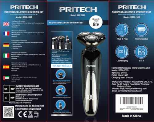 Electric Razor for Men - Rechargeable Electric Shaver for Men, Waterproof Wet Dry Cordless Razor with Nose Hair Trimmer and Sideburns Trimmer