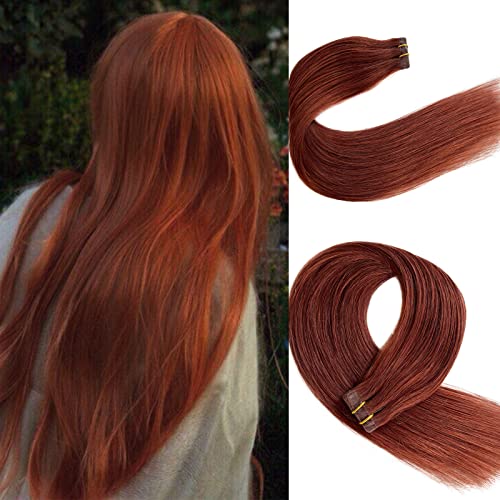 16inch Tape in Hair Extensions Human Hair #1 Black Silky Straight 100% Real Human Hair Extensions 20pcs 50g/Pack Tape in Hair Extensions for Women