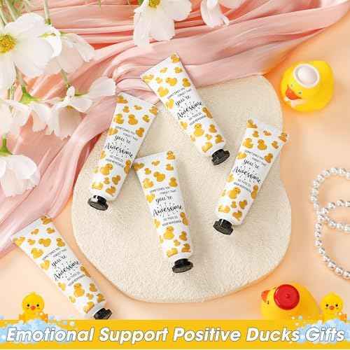 24 Pcs Positive Duck Gifts for Coworkers Hand Cream Mini Lotion Bulk Team Appreciation Gift Emotional Support Positive Ducks Gifts for Duck Lovers Women Employee Group Christmas Social Workers