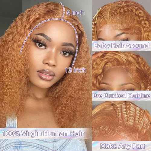 Curly Bob Wig Human Hair Deep Wave 13x6 HD Lace Front Wigs For Black Women Human Hair Pre Plucked Wear And Go Glueless Short Wet And Wavy Honey Blonde Color #30 18 Inch