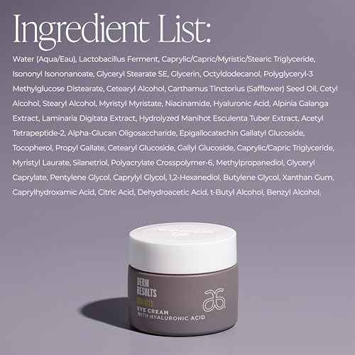 Arbonne DermResults Advanced Eye Cream with Hyaluronic Acid ? Hydrating Under Eye Cream ? Gentle Formula for All Skin Types 0.5 oz (15 g)