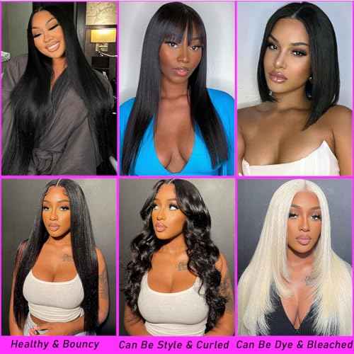 Beautymoon 12A Human Hair Bundles Straight 3 Bundles Human Hair 22 24 26 Inch 100% Unprocessed Brazilian Virgin Hair Straight Weave Bundles Double Strong Weft