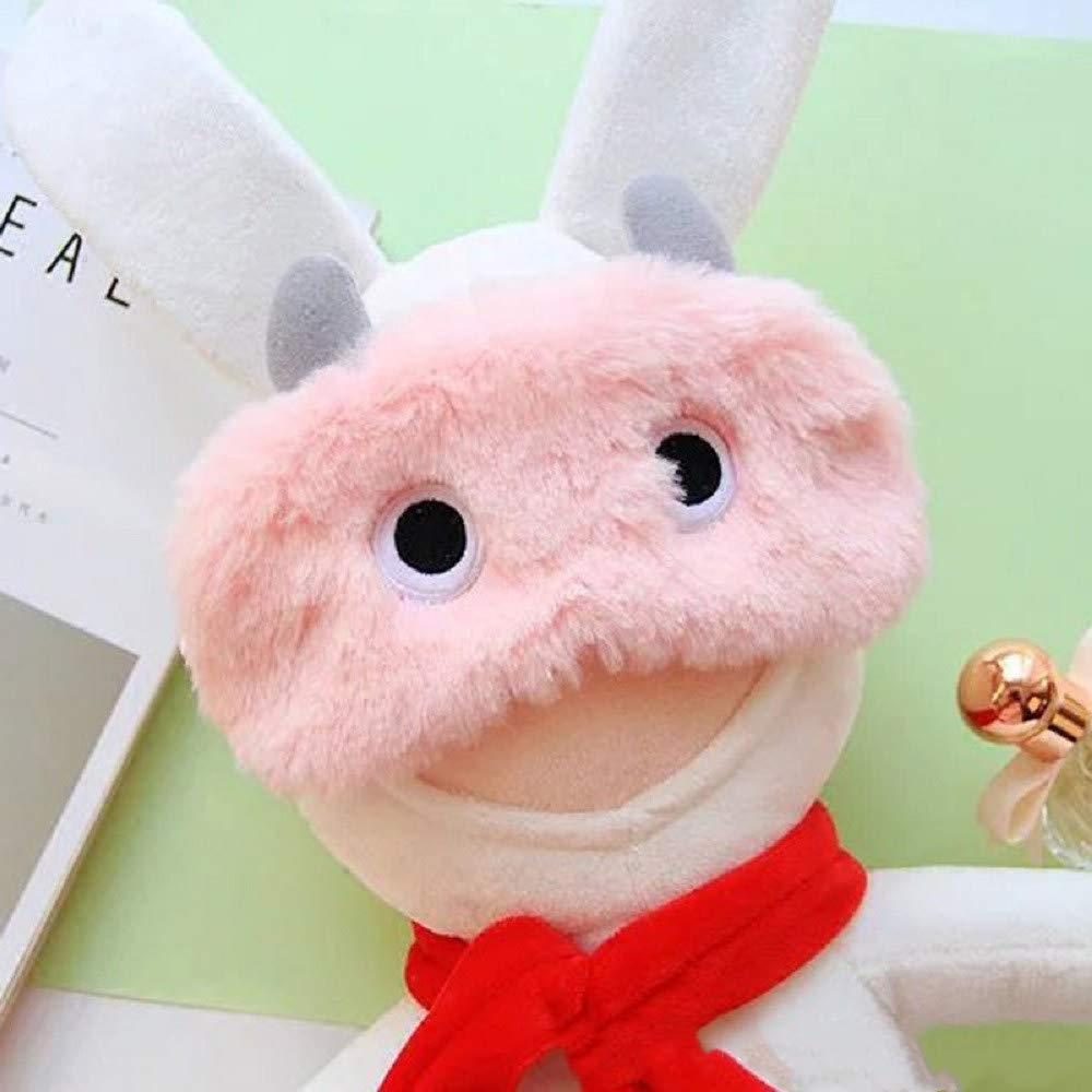 Fxaelian Cute Cartoon Animal Pink Eye Mask for Sleeping Sleep Mask Smooth Soft Plush Comfortable Sleping Mask with Adjustable Strap Blindfold Eye Cover for Women Kids Adult Girls Boys Pink