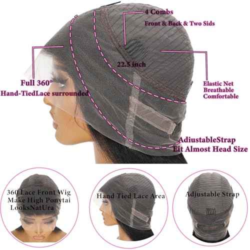 Deep Wave 360 Lace Front Wigs - Human Hair, Pre-Plucked with Baby Hair, Brazilian Virgin, 24 Inch