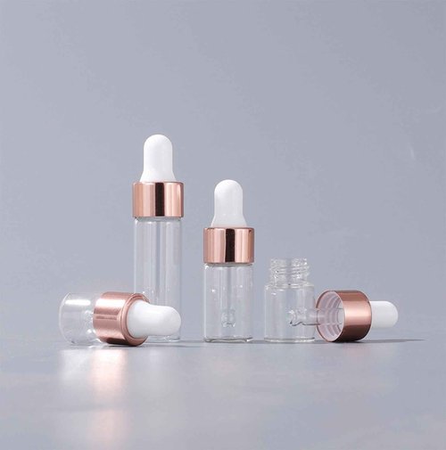 ZbFwmx 1ML Glass Bottles with Glass Eye Dropper Dispenser for Sample Vial Small Essential Oil Bottle with Glass Eye Dropper, Colognes & Perfumes (Rose Gold-Clear)