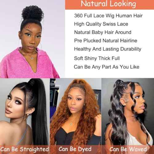 360 Deep Wave Full Lace Wig Human Hair 360 Deep Wave Human Hair Wig Full Lace Wet And Wavy 360 HD Lace Front Wigs Pre Plucked26 Inch