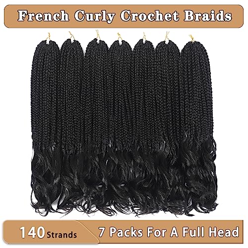 8 Packs 14 Inch Crochet Box Braids Hair with Curly Ends Pre looped Goddess Box Braids Crochet Hair Box Braids Braiding Hair Crochet Braids Hair for Women(14 inch,1B)