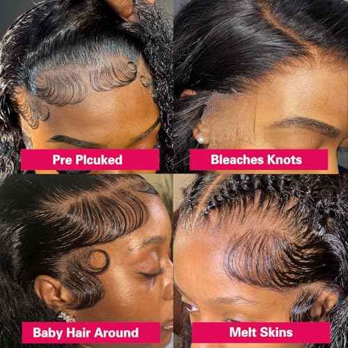 24 Inch Deep Wave Lace Front Wigs Human Hair 13x6 HD Lace Frontal Wigs Human Hair Pre Plucked Natural Color Glueless Wig 180% Density Deep Curly Wigs for Black Women