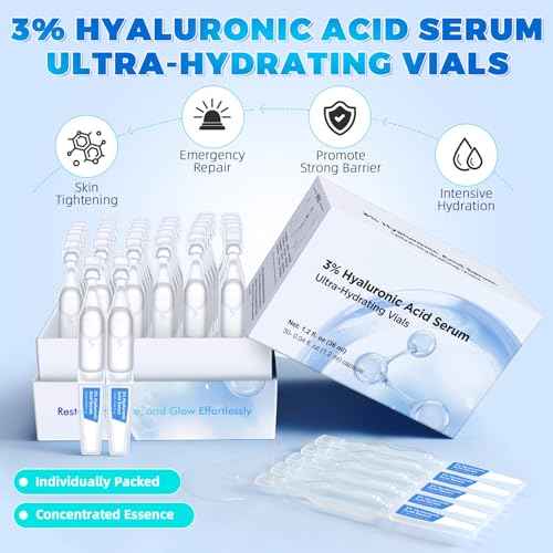 Hyaluronic Acid Serum for Face, Hyaluronic Acid, Enriched with 3% Hyaluronic Acid, Provides Long-Lasting Hydration and Enhances Skin's Elasticity and Firmness - 30 Sticks