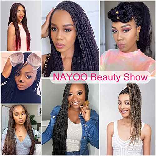 NAYOO Senegalese Twist Crochet Hair For Black Women - 8 Packs 35 Strands/Pack Small Twist Crochet Braids Hair Hot Water Setting, Crochet Braiding Hair Straight Ends(18 Inch, 1B)