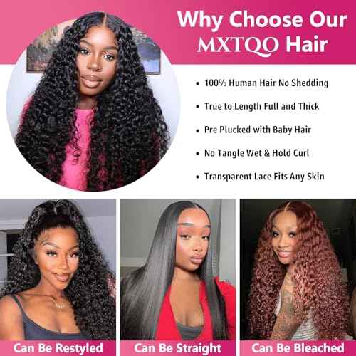 13x6 Deep Wave Lace Front Wigs Human Hair 200% Density Curly Wet and Wavy HD Lace Front Wigs Pre Plucked Frontal Wigs Human Hair Glueless Wig For Women 28 Inch
