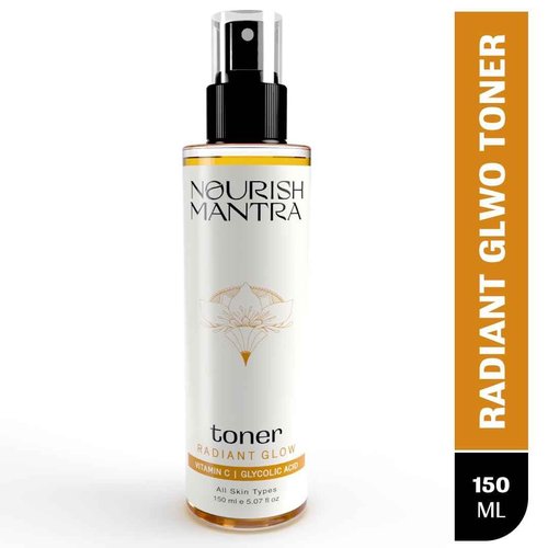 Nourish Mantra Radiant Glow Face Toner/Formulated with Vitamin C, Glycolic Acid, and Vitamin B5 for Glowing Skin & Pore Tightening Toner/Men & Women -150ml