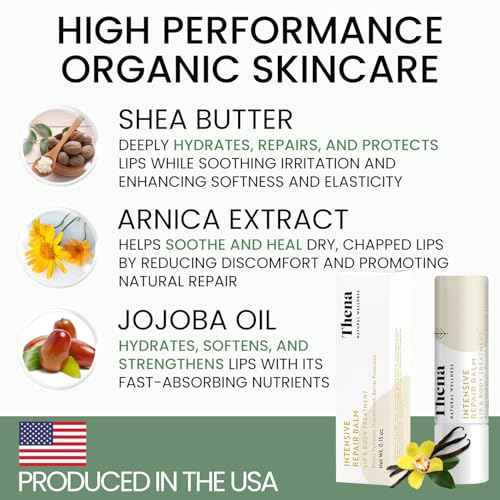Organic Lip Treatment Balm Ultra Hydrating & Nourishing Care for Dry, Chapped, Cracked Lips & Skin, Visibly Smooths Wrinkles & Fine Lines, Natural Skin Care, 6 Pack Gift Set, Women and Men