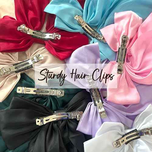 DTERSE Hair Bows for Women Big Bows Hair Accessories for Womens Girls 10PCS, Valentine's Day Hair Bows for Women Cute Oversized Bow Hair Clips with Long Tails, Silky Satin Ribbon Bows for Hair