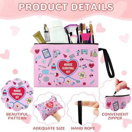 24 Pack Nurse Cosmetic Bags Bulk Nursing Survival Kit Canvas Zipper Pouch Bags Novelty Thank You Gift for Nurse Week Medical Assistant Week Healthcare Workers 2025 Nursing Graduation(Classic)