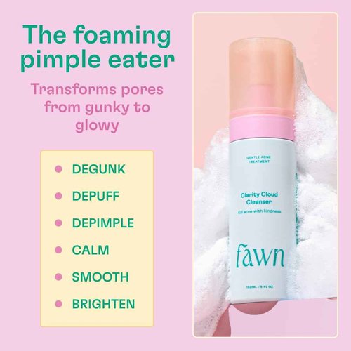 Fawn Clarity Cloud Cleanser, Facial Cleanser with Glycolic Acid and Tea Tree Oil for Teen and Young Skin, Derm-formulated and Vegan, 5 Fl Oz