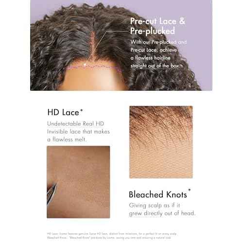LUVME HAIR Curtain Bangs Jerry Curly Glueless Y-Shape HD Lace Wig