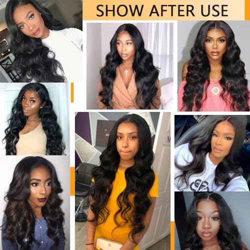 U Part Human Hair Wig Body Wave Drawstring Wig 180% Density U Part Wig Brazilian Virgin Human Hair wigs for Women Full Head Clip in Half Wigs Glueless No Leave Out Lace Front Wig Natural Color 20inch