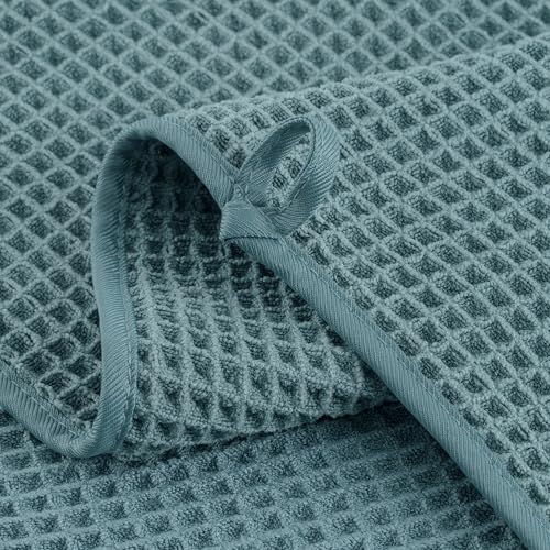 Microfiber Waffle Face Towels, 4 Pieces, Soft, Absorbent, Fast Drying, Lint Free (Green)