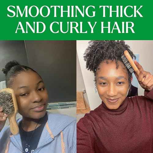 GranNaturals Hard Bristle Slick Back Hair Brush for Men & Women with Thick Curly Hair - Stiff Reinforced Nylon Small Hairbrush for Smoothing, Waves, Beard, Fades, Locs, Dreads