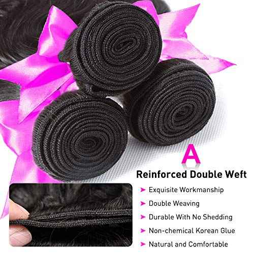 Flady Brazilian Virgin Hair Body Wave 10A Brazilian Hair Weaves 4 Bundles Virgin Human Hair Weaving Natural Black Color 95-100g/bundle (16 18 20 22inch)