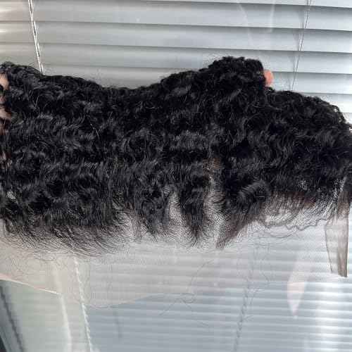 13x6 Burmese Curly Frontal 100% Real Human Hair 13x6 Frontal Burmese Curly Hair Transparent HD Lace Closure Natural Black 1B Color 16 Inch
