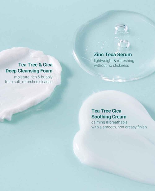 BRING GREEN TEA TREE CICA SET | Korean Skin Care Kit for Acne-Prone, Sensitive Skin | Zinc Teca Serum, Tea Tree Hydrating Moisturizer & Deep Cleansing Foam | Oil Control & Pore Care | K-Beauty Gift
