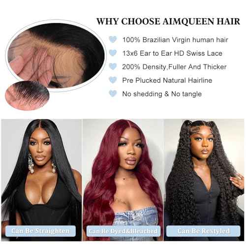 13x6 Lace Front Wigs Human Hair 200 Density Body Wave Lace Front Wigs Human Hair Pre Plucked 12A Glueless Wigs for Women HD Lace Frontal Wigs Natural Color 26 Inch