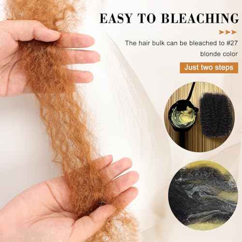 Afro Kinky Bulk Human Hair 12 Inch 30g/Pack 3 Packs for Loc Extensions, Dreadlocks, Braiding, Twist ? Afro Kinky Curly Bulk Human Hair for DIY Locs, Dreadlock Repair, 4B 4C Texture for Black Hair