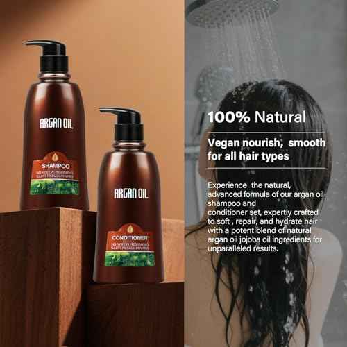 2 Pack Argan Oil Sulfate Free Shampoo and Condtioner Sets with Moisturizing Hair Mask for Dry Damaged,Color-Treated Frizzy Curly Hair,750ML*2