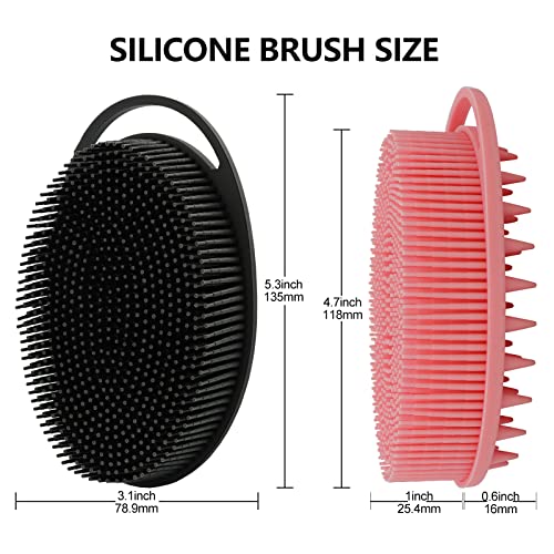 Silicone Body Scrubber, Silicone Loofah Double-Sided Body Brush,Silicone Shower Scrubber and Scalp Massager Shampoo Brush for Sensitive Kids Women Men All Kinds of Skin (1PCS Cool Gray)