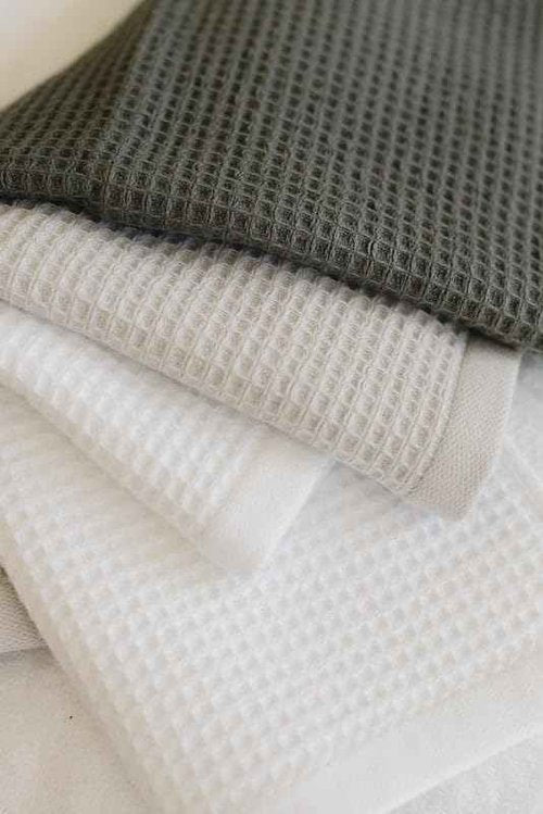 Cozy Earth Waffle Washcloths - 60% Cotton 40% Viscose from Bamboo Washcloths 13 x 13 Inches - Soft & Absorbent Terry, Reversible Mini Textured Waffle & Weave Pattern - 4 Pack