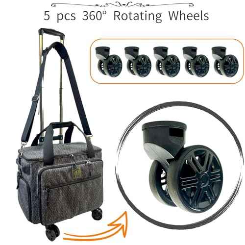 BaltFrist Rolling Makeup Bag with 4 Removable Bags£¬Rolling Makeup Case with 5pcs 360¡ÆRotating Wheels,Makeup Artist Travel Bag with Brushes Storage Section£¬Black Diamond Grid