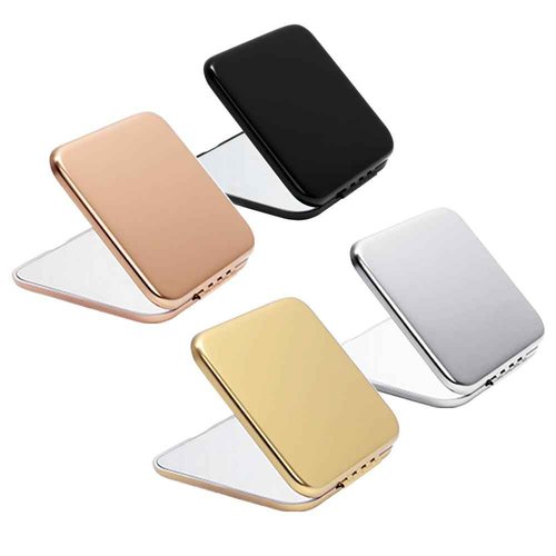 MLLXX Compact Mirror for Purse, Metal Square Shell, Double-Sided 1X/2X Magnifying, Portable Travel Makeup Mirror, Mini Pocket Mirror, Mix Color，4 Packs