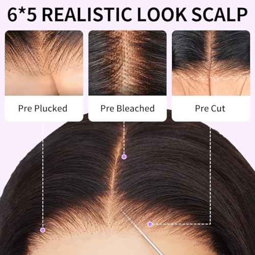 Tinashe Wear and Go Glueless Bob Wigs Human Hair 5x6 HD Lace Closure Wigs Pre Plucked Body Wave Lace Front Wigs Human Hair Short Wigs for Black Women (Loose Body Bob Wig P1B/2/30, 14inch)