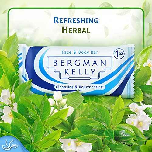 BERGMAN KELLY - Hotel Soap Bars - White Tea, 1 oz, 200 PK - Travel Size Luxury Bulk Amenities Bar Soap - Mini Individually Wrapped Rectangular Soap, Small Toiletries for Airbnb, Motel, Guest Bath