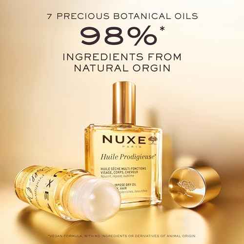 Nuxe Huile Prodigieuse Multi-Purpose Dry Oil - Radiant Glow and Lightweight Hydration for Face, Body & Hair. Nourishes, Repairs and Enhances