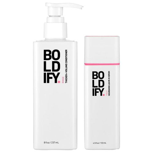 Boldify Conditioner + Serum: Smooth & Protect Bundle: Biotin for Hair Retention, Fullness, Nourishment, Detangling, Plumping Blow-Out Treatment - For Men & Women