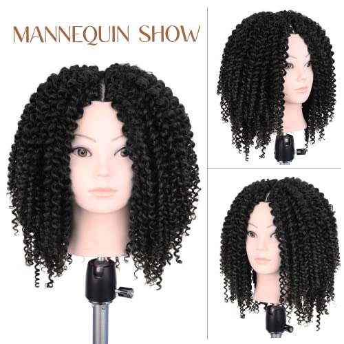 WIGER Kinky Curly Crochet Hair Marlybob Braiding Hair Black Jerry Curly Passion Twist Hair Curly Crochet Braids Medium Length Synthetic Kinky Twist Hair Extensions (6 Packs,10 Inches)